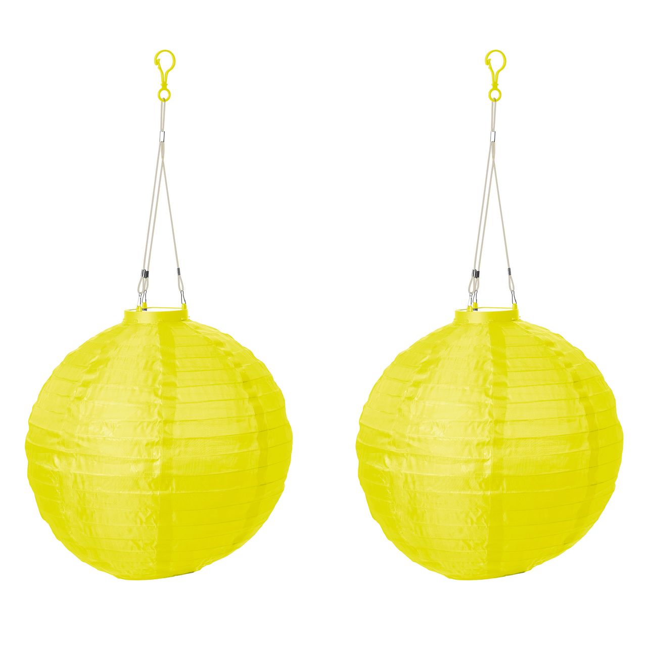 AMARE Solar Lampion XXL 2er Set rund gelb Ø ca. 30 cm mit 1 warmweißen LED