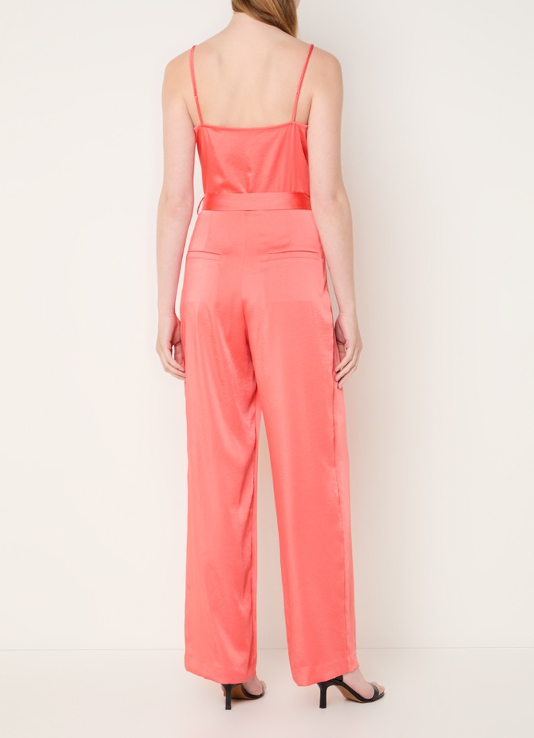 Tuta intera a gamba larga in raso Jelly di Claudie Pierlot con cintura da annodare