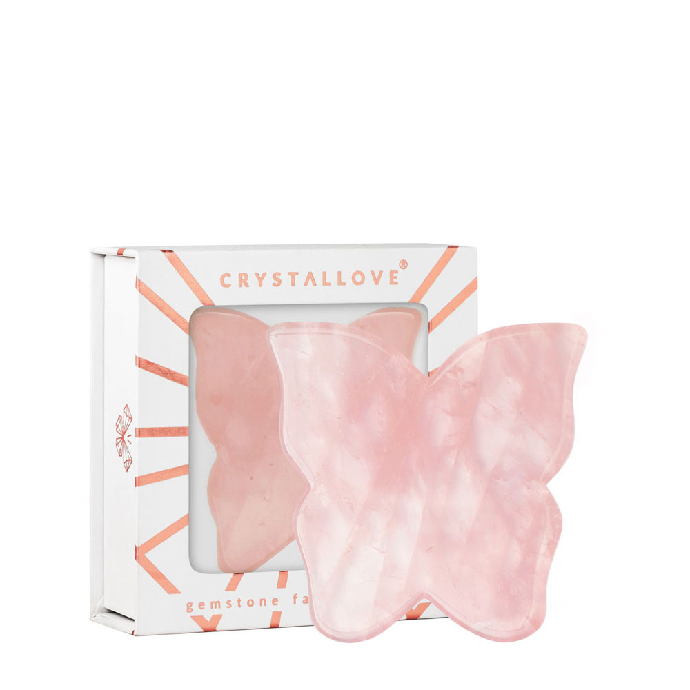 crystallove CRYSTALLOVE Butterfly rose quartz gua sha