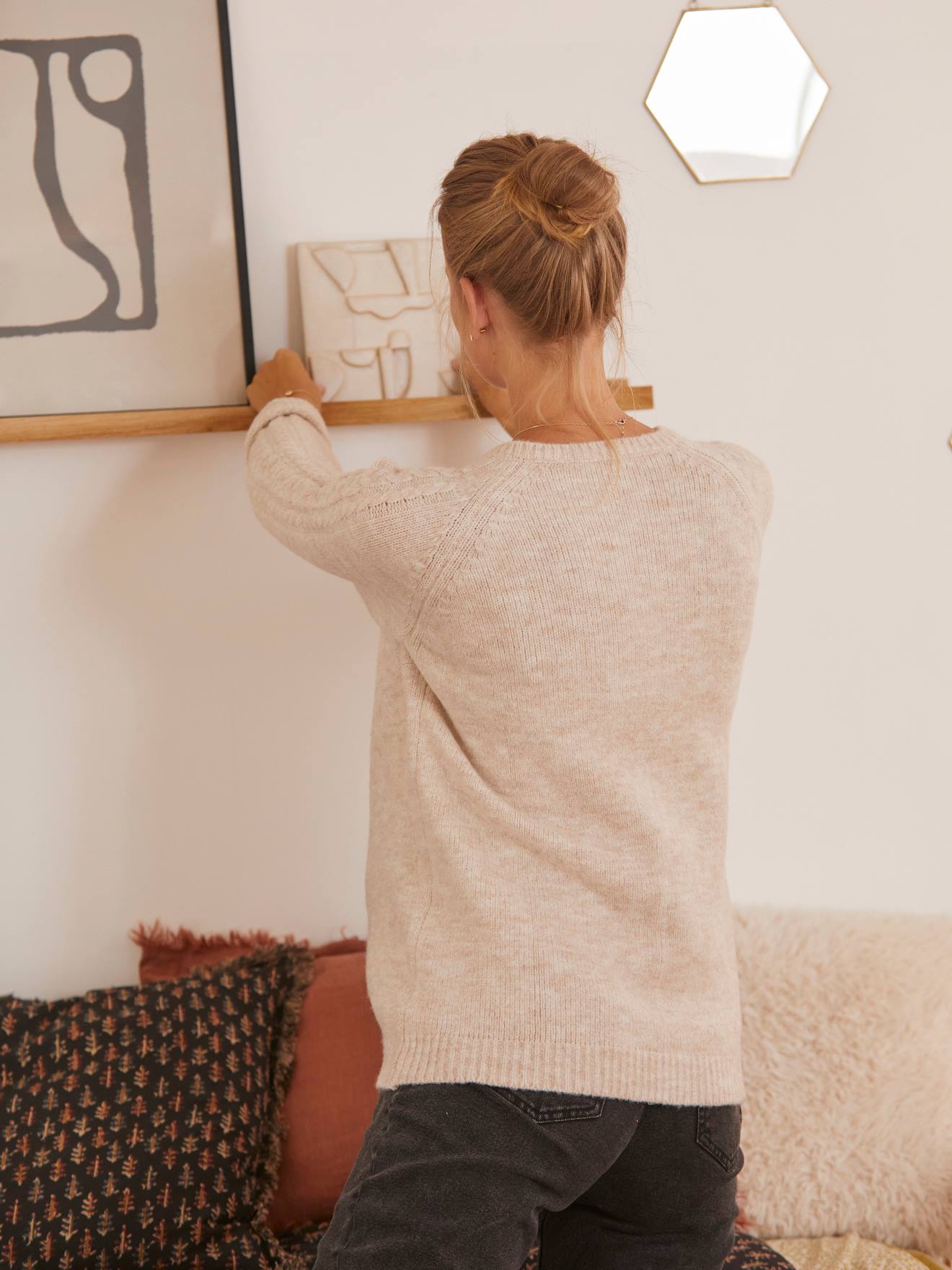 Pull manches torsadées grossesse et allaitement ecru