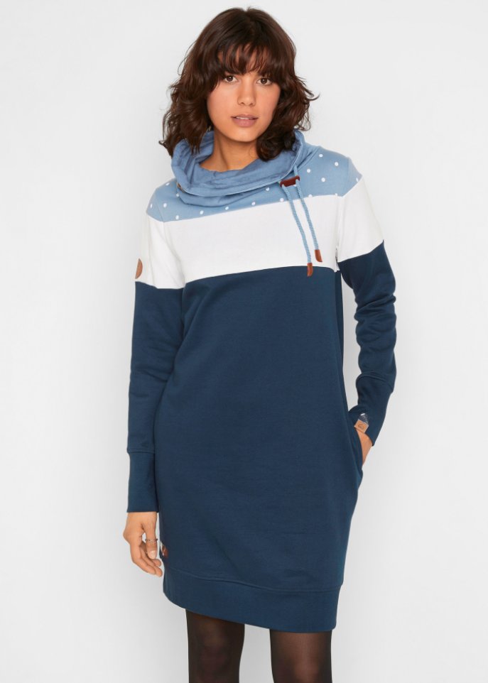 Sweatkleid mit großem Kragen