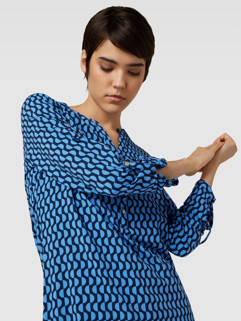 Bluse aus Viskose mit Allover-Print in dunkelblau