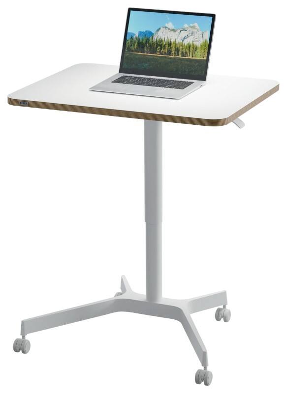 Leitz Ergo Höhenverstellbarer Kompakter Sitz-Stehschreibtisch 6536 Mit 4 Rollen Holz, Aluminium 80 x 75-114 x 60 cm