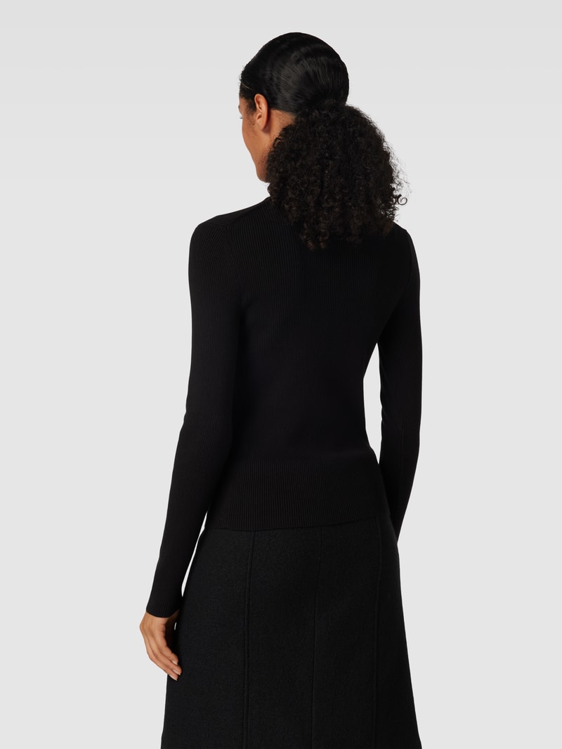 Strickpullover mit Feinripp Modell 'Peffa' in schwarz
