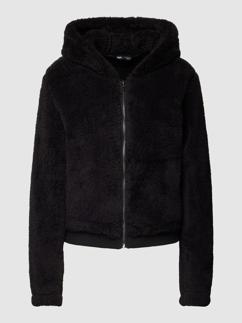 Sweatjacke aus Teddyfell in schwarz