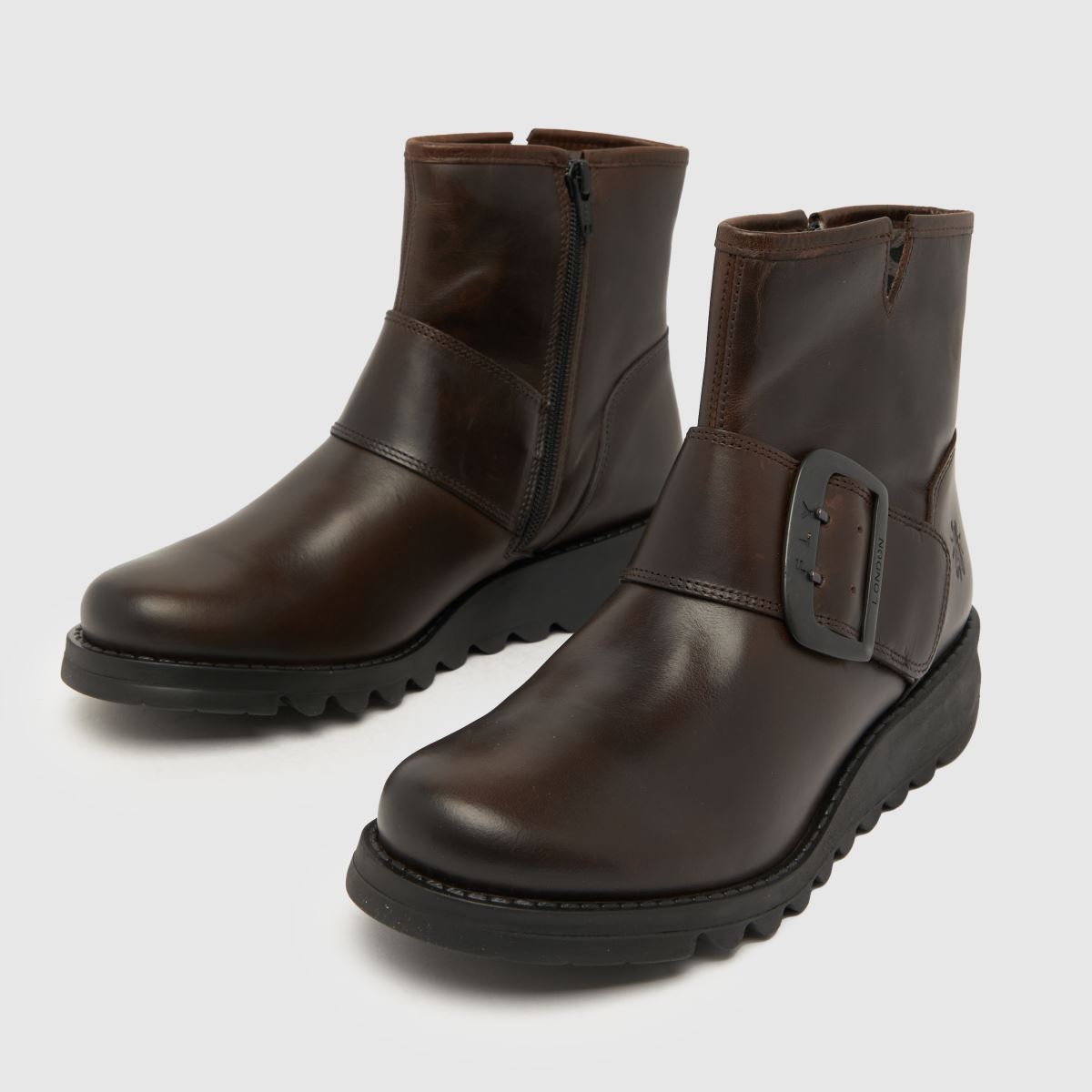 Fly London – Mörkbruna ankelboots med spänne