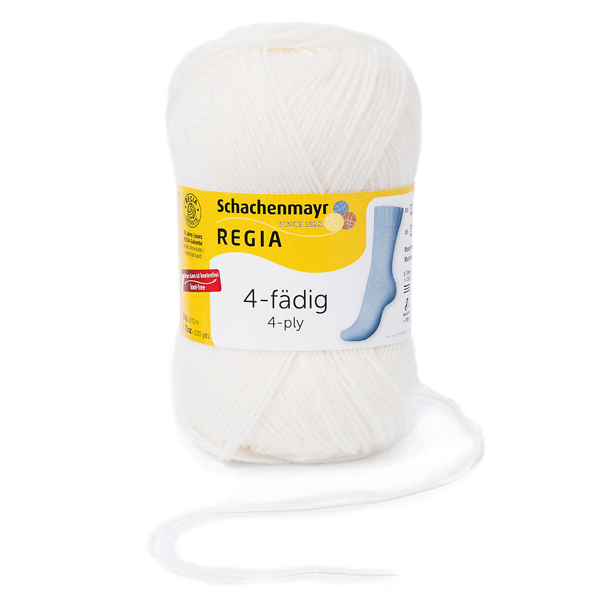 Handstrickgarne 4-fädig Uni, 50g Super White