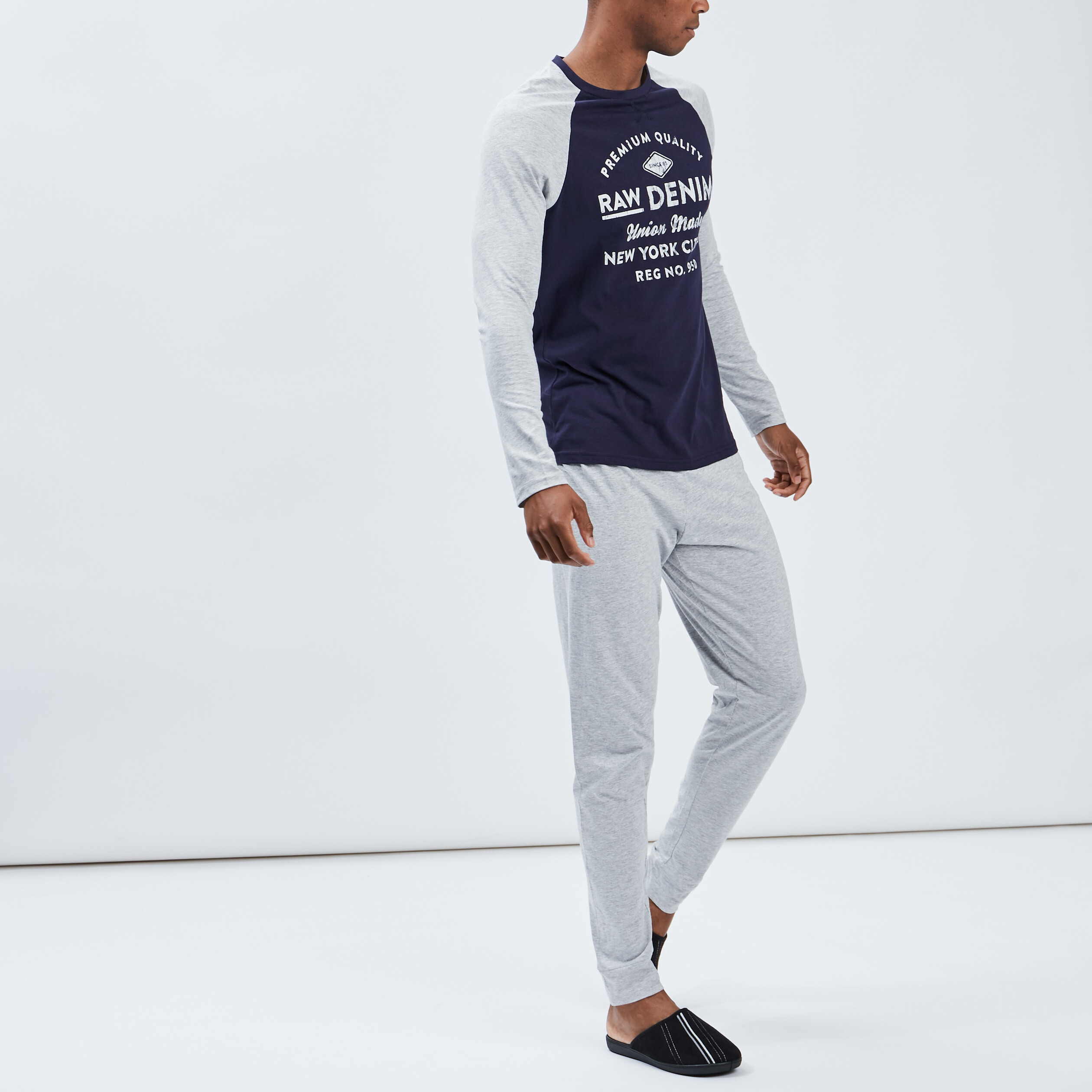 Ensemble pyjama 2 pièces bleu marine homme | La Halle