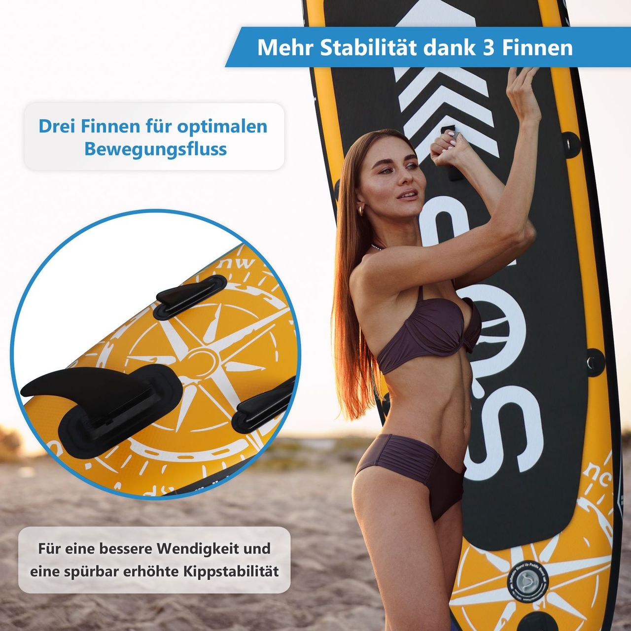 TroniTechnik 24MOVE® Standup Paddle Board SUP, inkl. Zubehör, Paddel und Hochdruckpumpe, ORANGE, 366x80x15cm