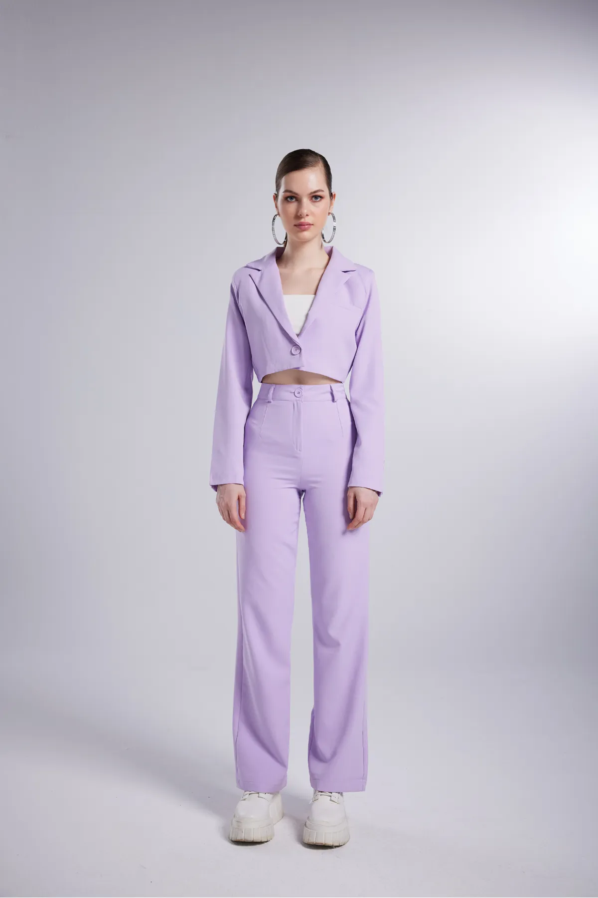 HOLLY LOLLY  Panky-Hose aus Stoff mit hoher Taille und Knopfverschluss in Flieder