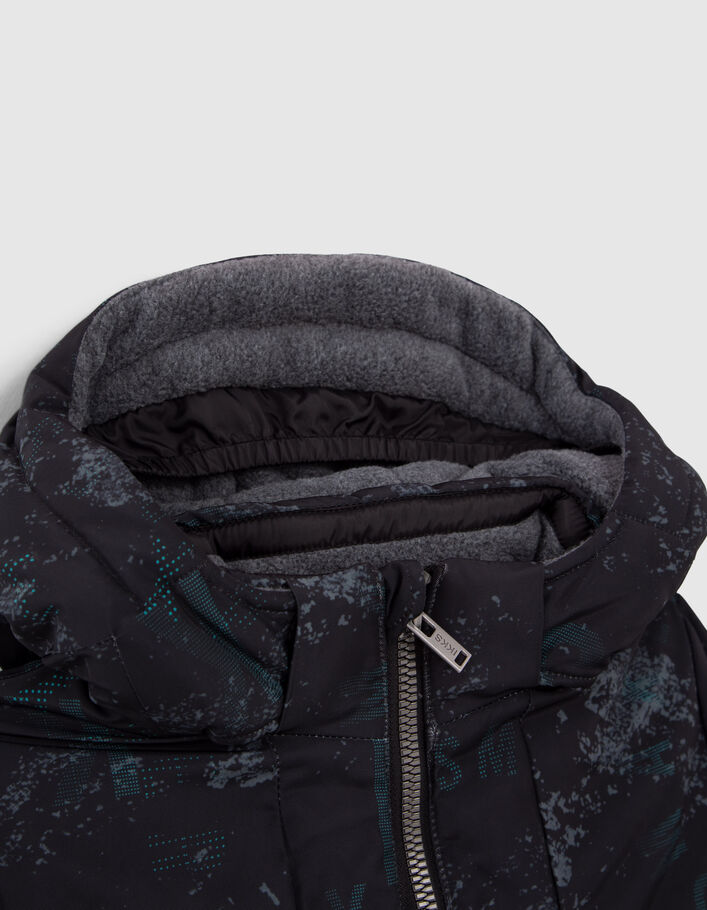 Parka noire à imprimé graphique garçon