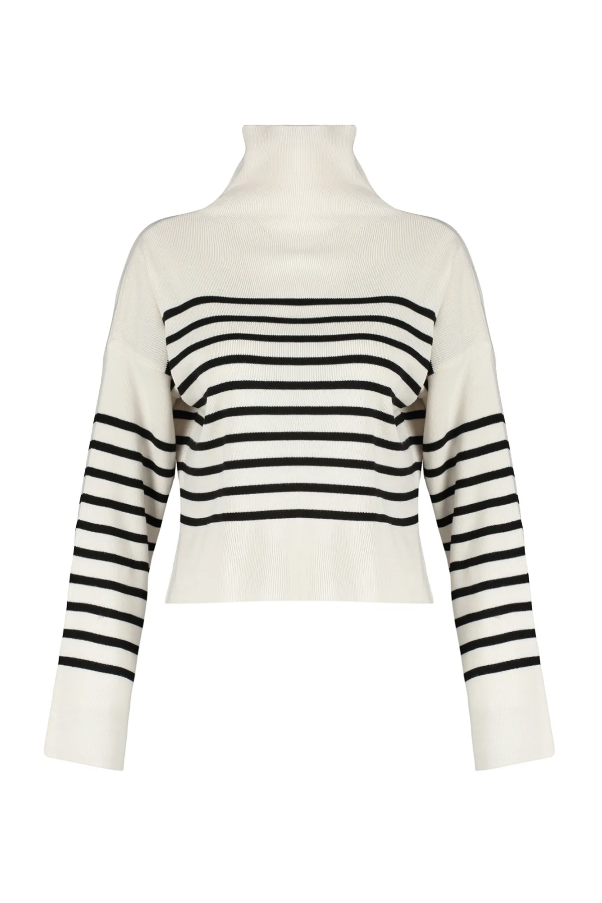 Trendyol Collection  Steinfarbener, gestreifter Strickpullover mit weiter Passform TWOAW24KZ00505