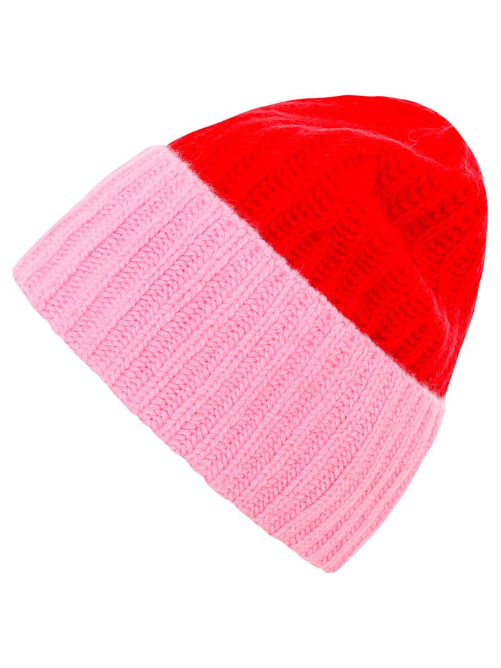 Zwillingsherz Kaschmir-Mütze in Rot/ Rosa günstig kaufen onesize