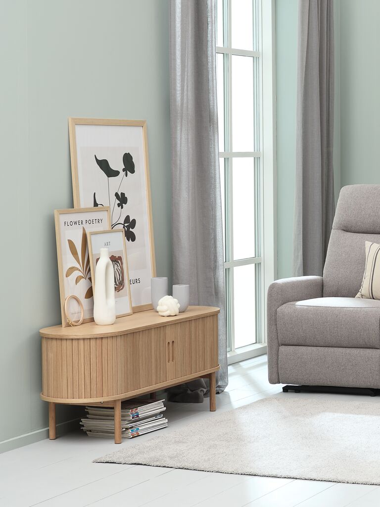 Móvel TV LYNGVIG LYNGVIG 120cm 2 portas laterais com persianas enroláveis, carvalho natural