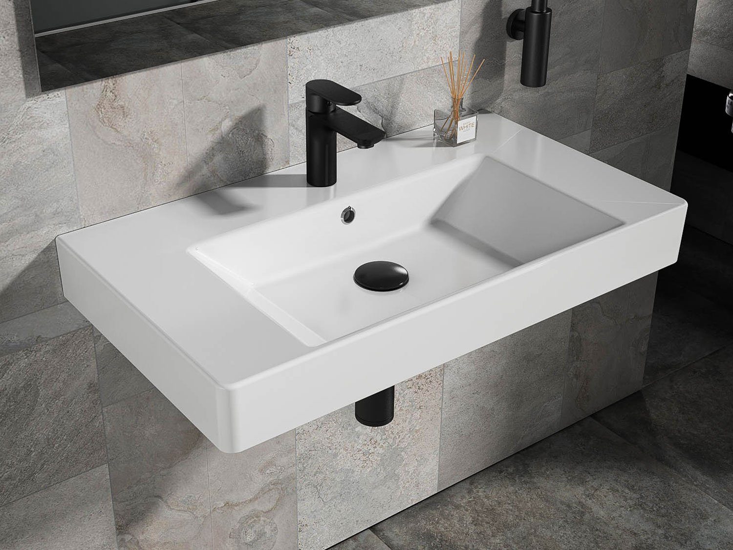 Aqua Bagno Waschbecken Design Waschbecken aus Keramik Waschtisch Hängewas (Packung)