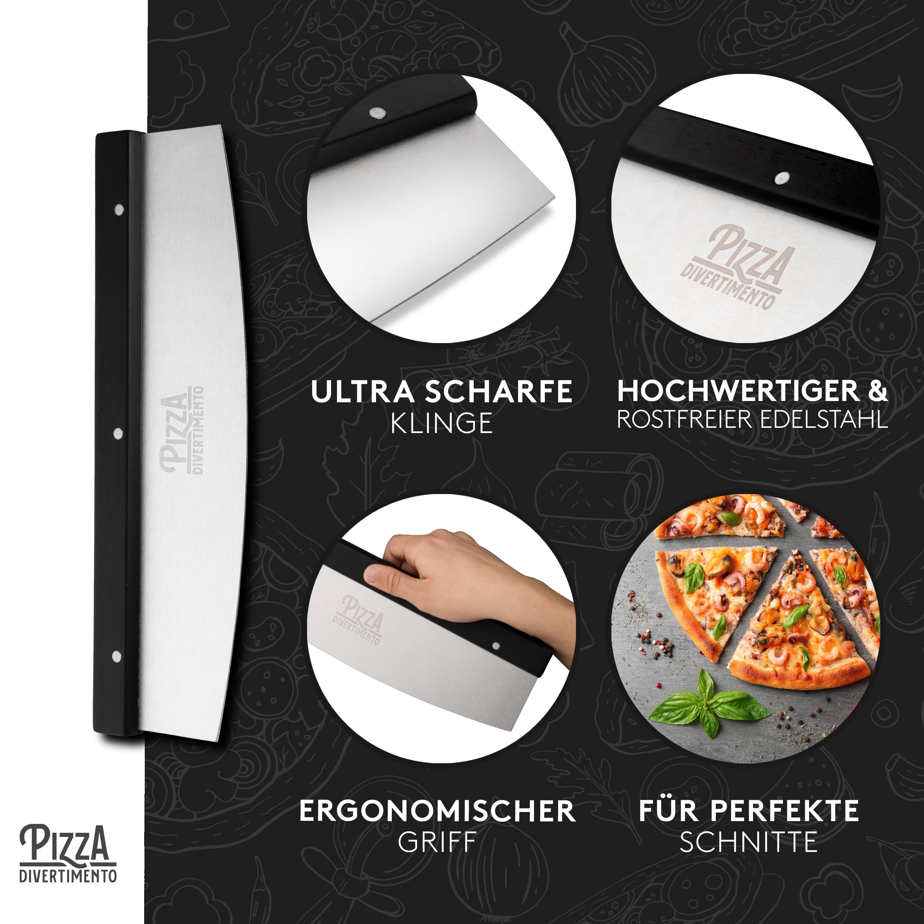 Pizza Divertimento Pizzastein Pizza Divertimento - Pizzastein für Backofen und Gasgrill, Anti-Haft-Beschichtung