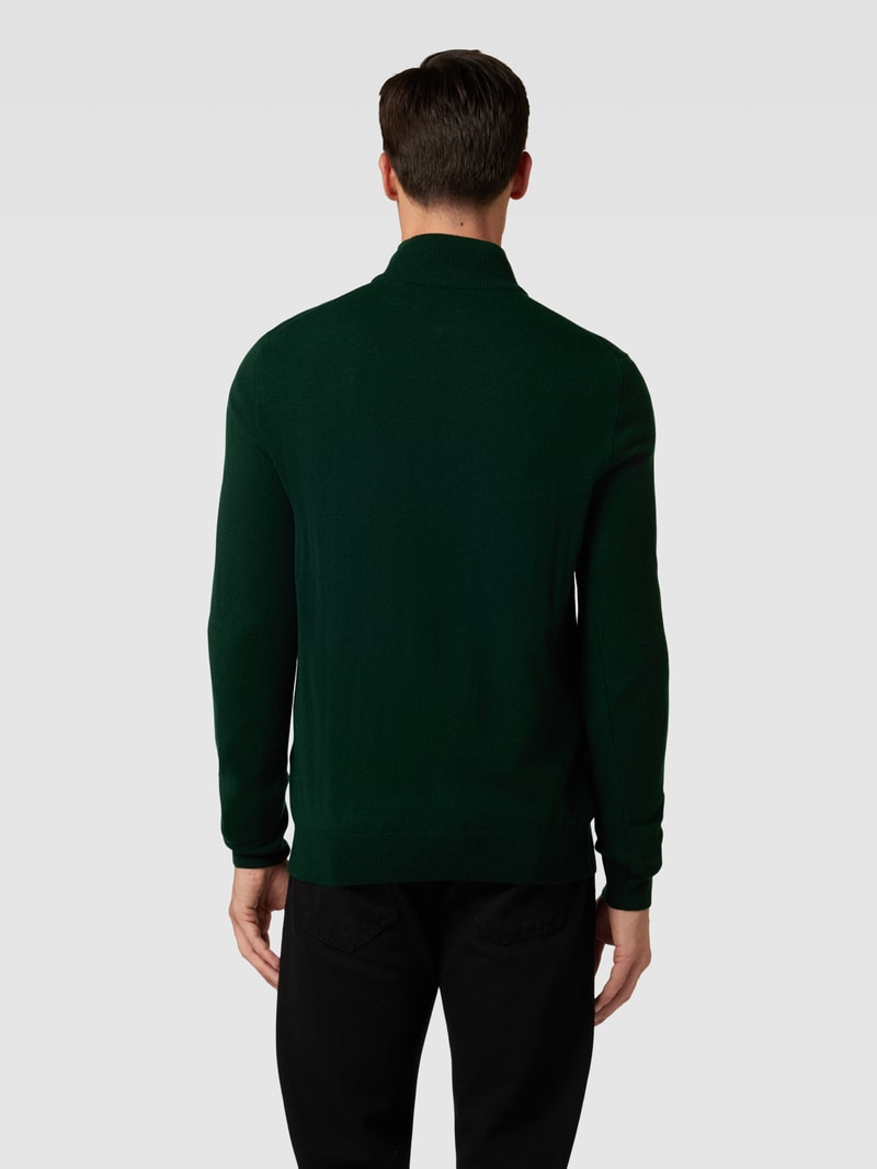 Strickpullover aus Wolle mit Logo-Stitching in dunkelgrün