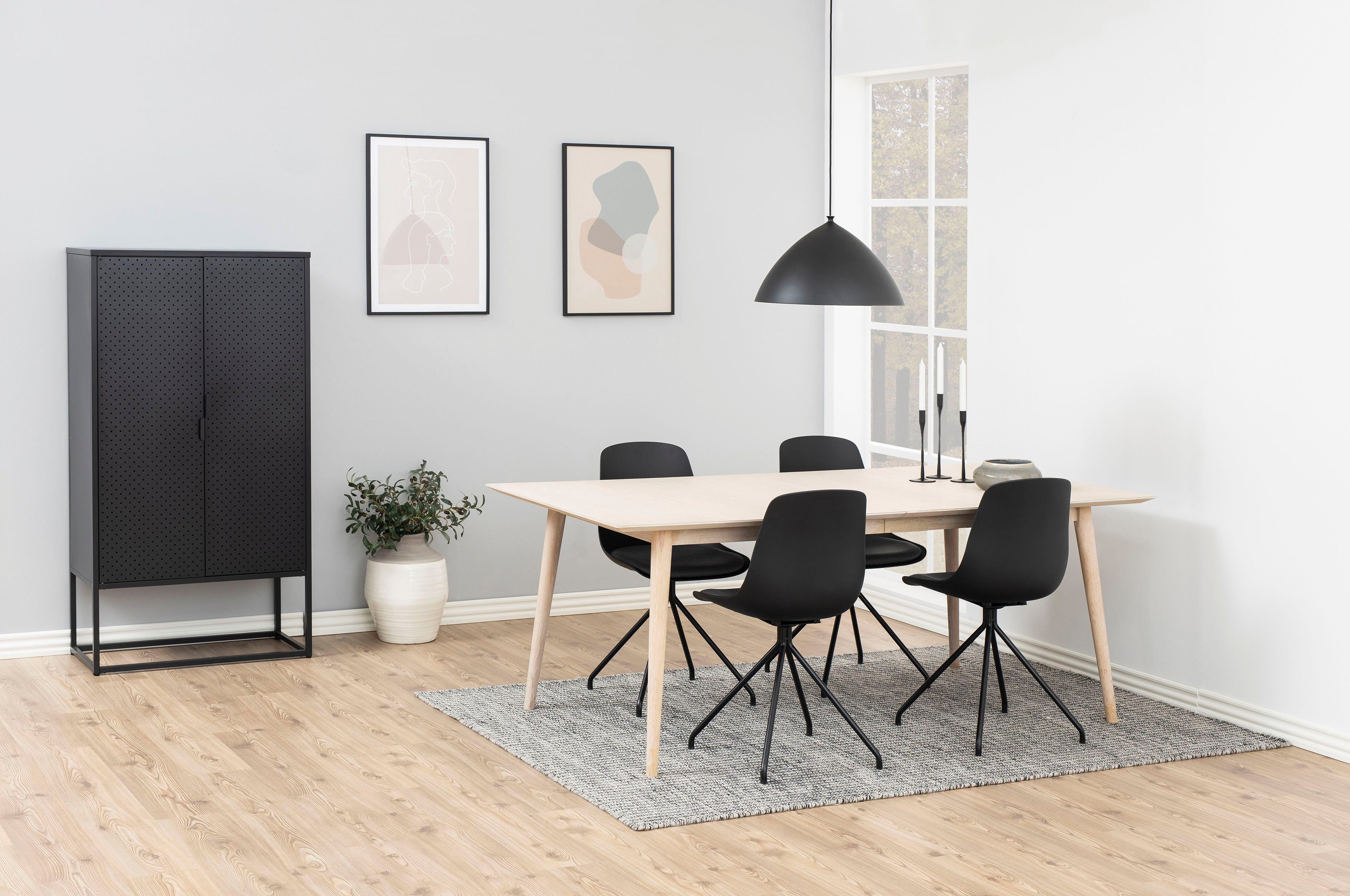ACTONA GROUP Türregal Vilho, Türregal, aus Schwarzem Metall mit 2 Türen Höhe 150, Breite 80cm