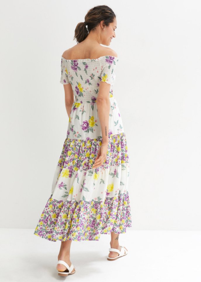 Kleid mit Smock- Ausschnitt