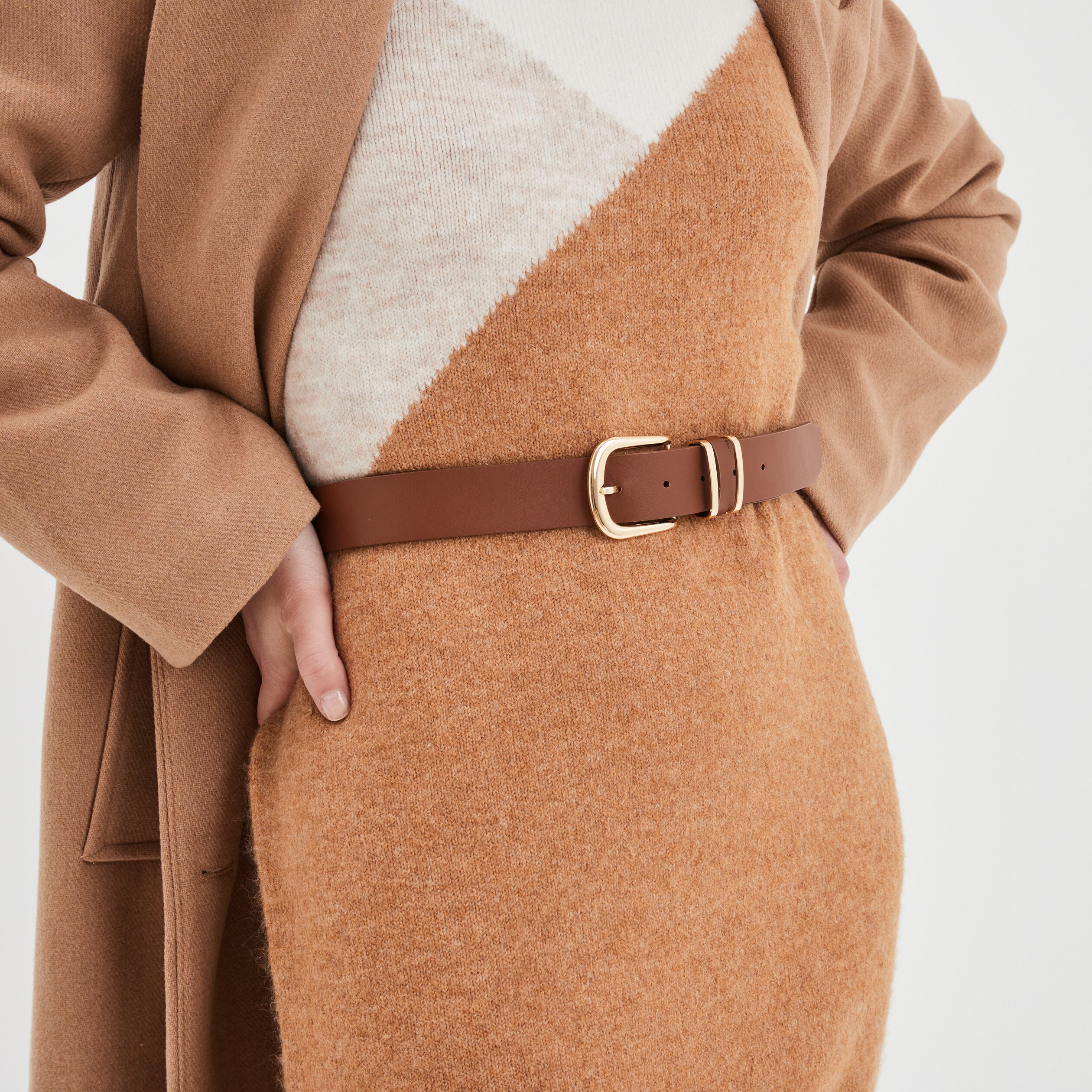 Ceinture avec boucle marron femme | La Halle