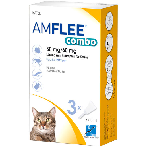 AMFLEE combo 50/60mg Lsg.z.Auftropfen f.Katzen  3 St  Lösung