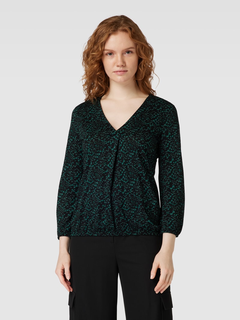 Bluse mit V-Ausschnitt Modell 'Sannah' in schwarz