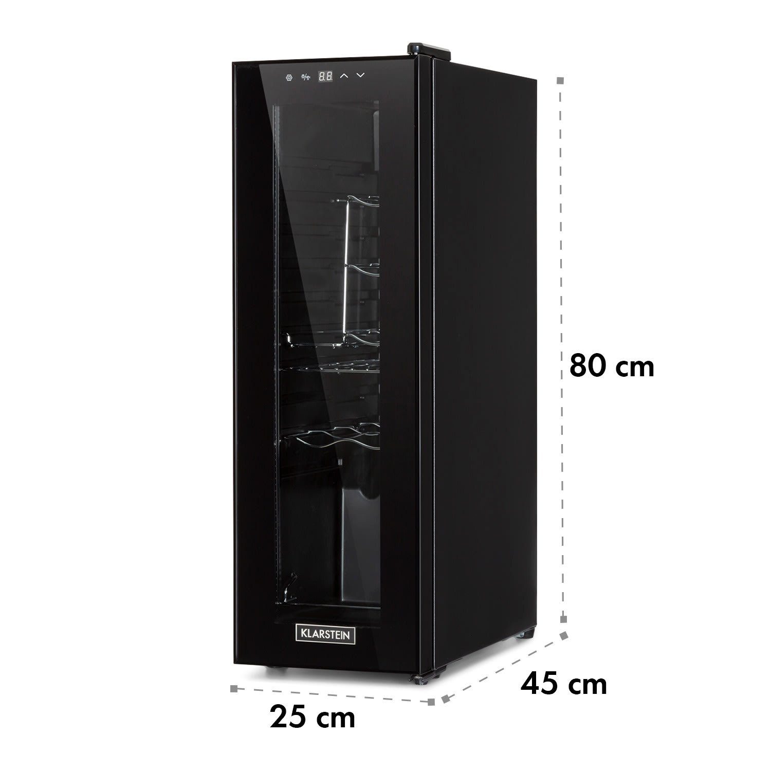 Klarstein Weinkühlschrank Shiraz 12 Slim Uno, für 12 Standardflaschen á 0,75l,Wein Flaschenkühlschrank Weintemperierschrank Weinschrank Kühlschrank