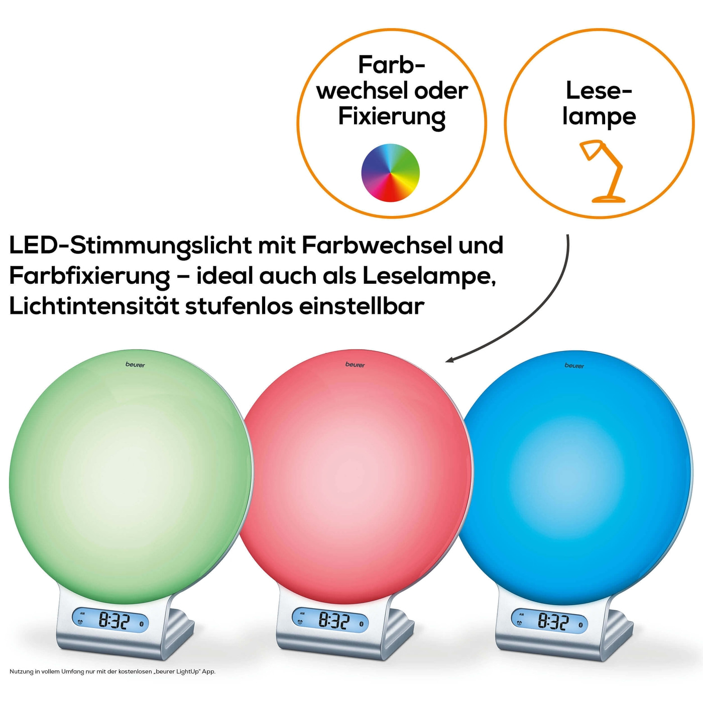 Beurer Lichtwecker WL 75-Sonnenlicht Lichtwecker für natürliches Einschlafen & Aufwachen mit App-Anbindung
