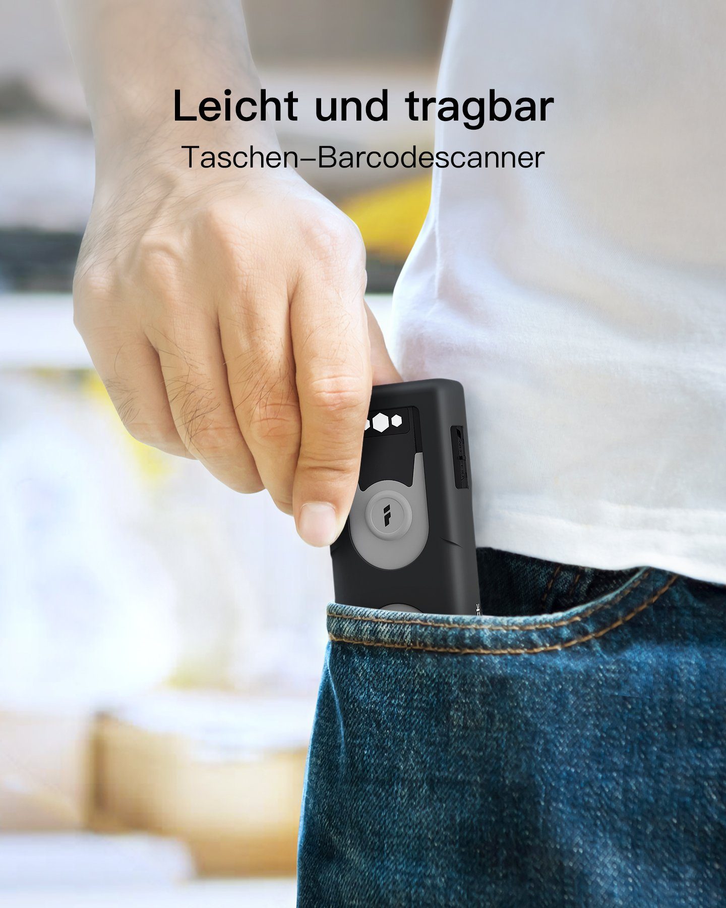 Inateck 1D CCD Bluetooth Scanner, liest Barcodes von Bildschirmen Handscanner, (Tragbar)