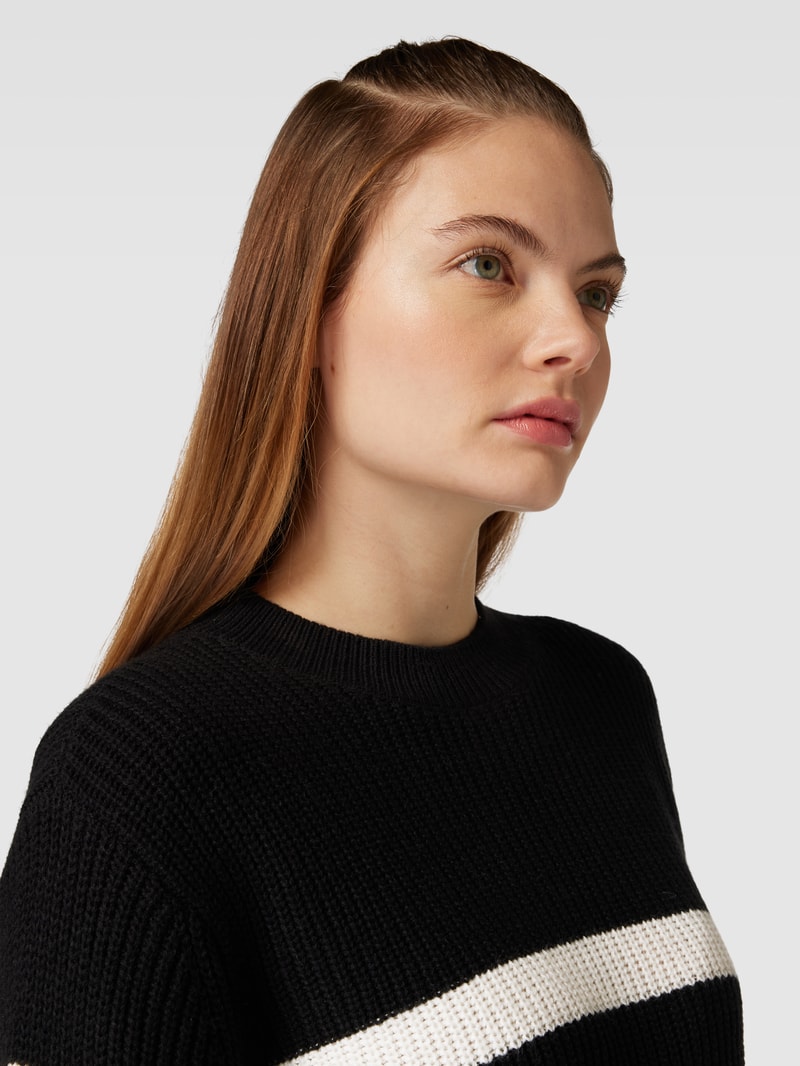 Strickpullover mit Streifenmuster Modell 'SABINA' in black