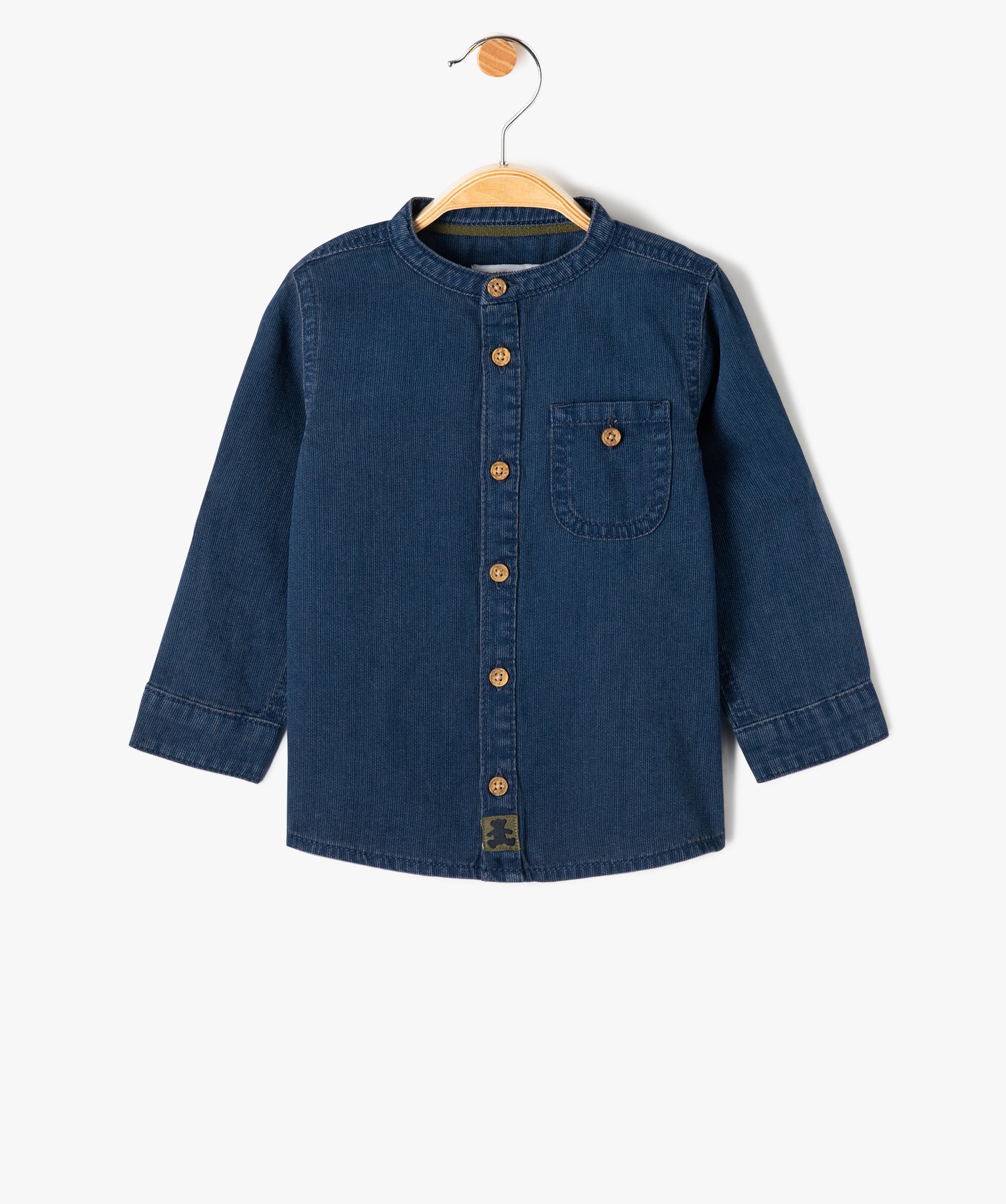 Chemise bébé Garçon à manches longues à col mao - LuluC... denim | GEMO