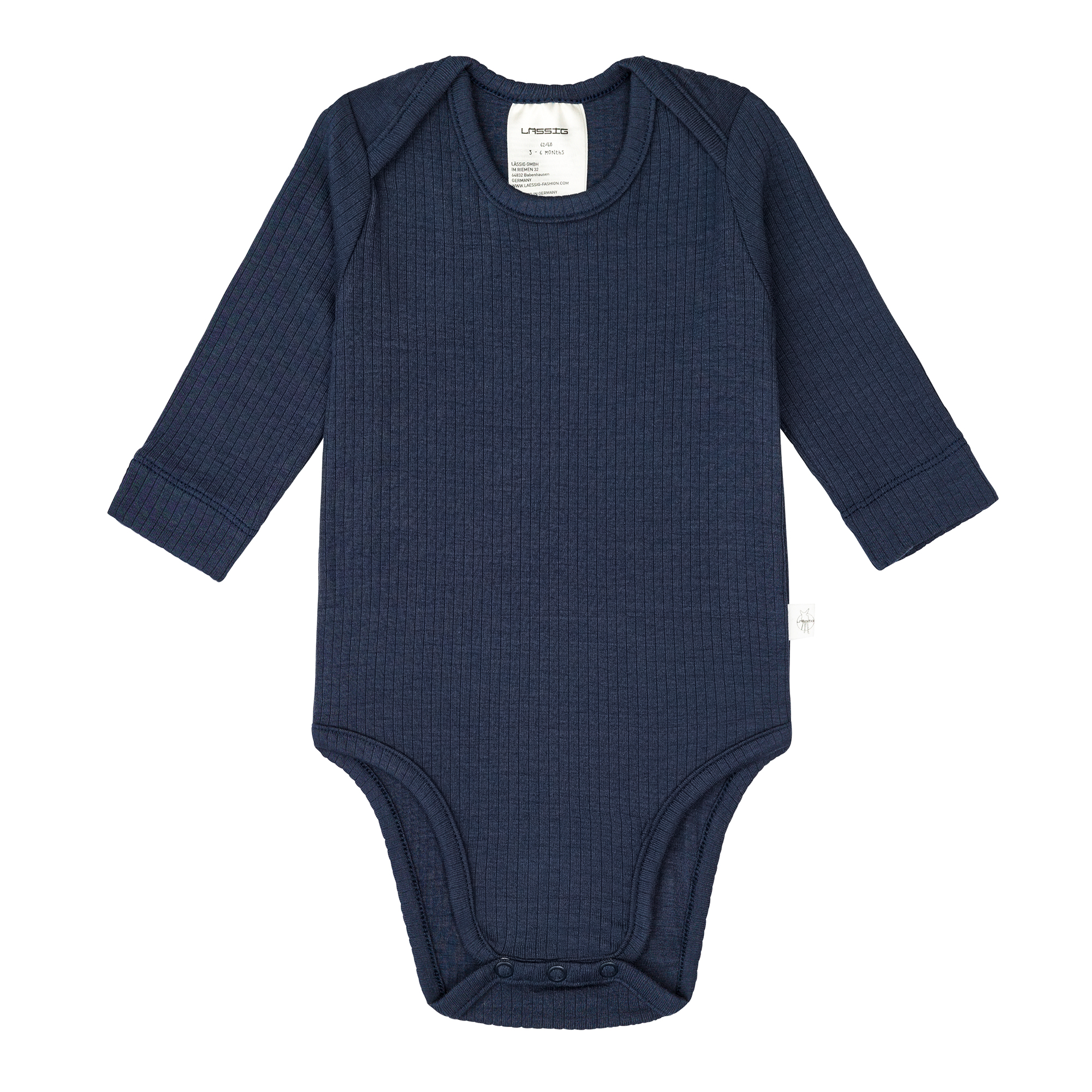 Baby Body Langarm - gerippt, Blau