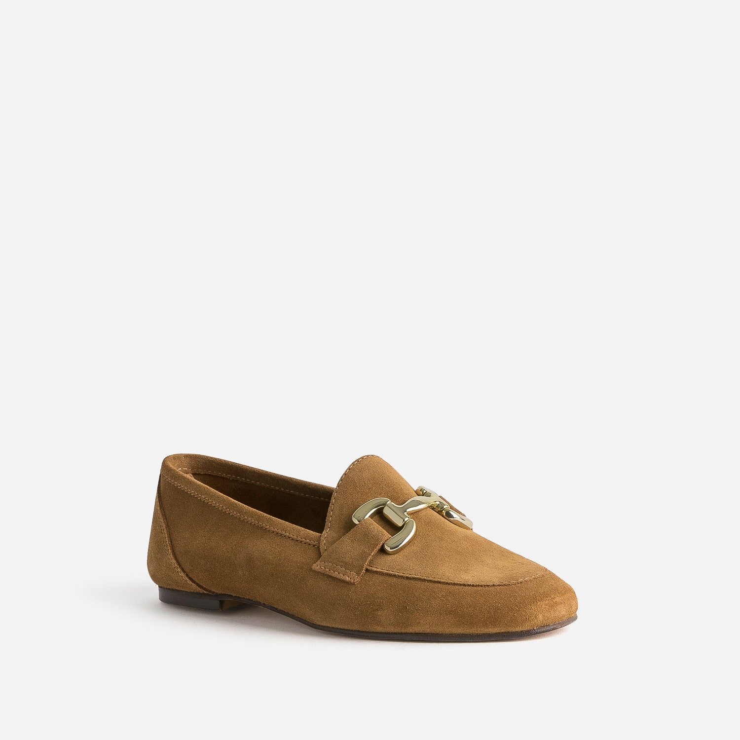 Mocassin cognac en cuir velours