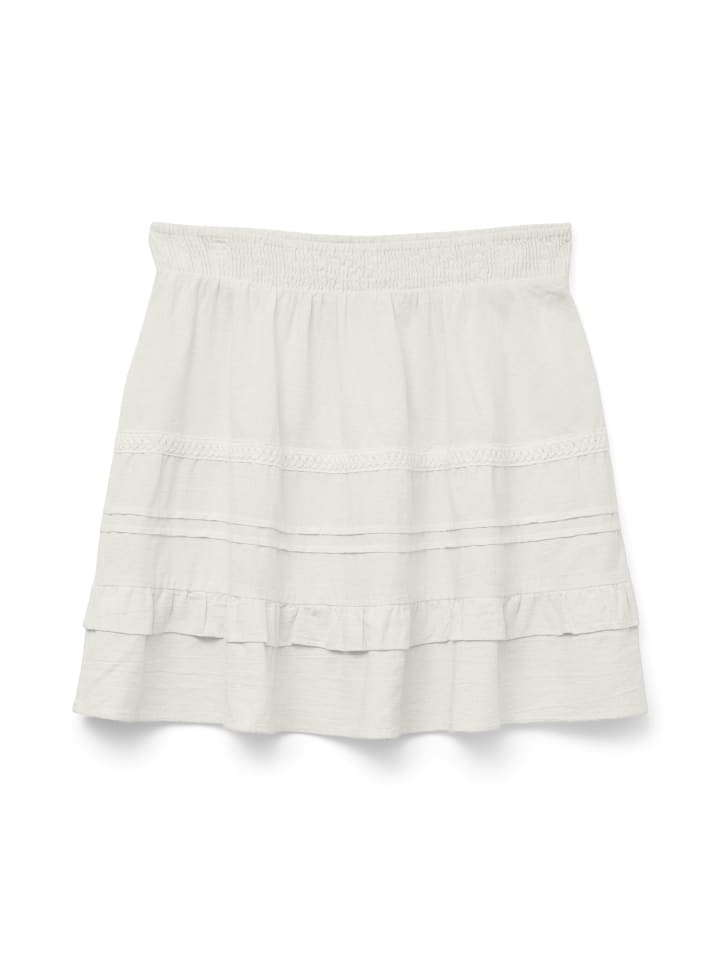Vero Moda Legerer Sommer Rock mit Rüschen und elastischem Bund in Weiß günstig kaufen