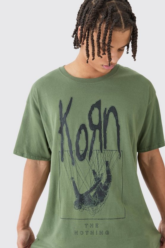 Oversize T-Shirt mit lizenziertem Korn Print