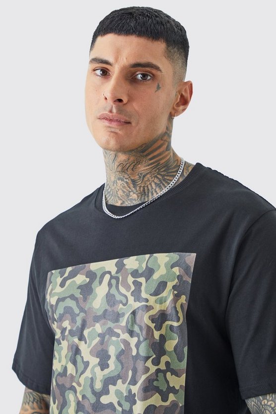 Tall Oversize T-Shirt mit Camouflage-Print