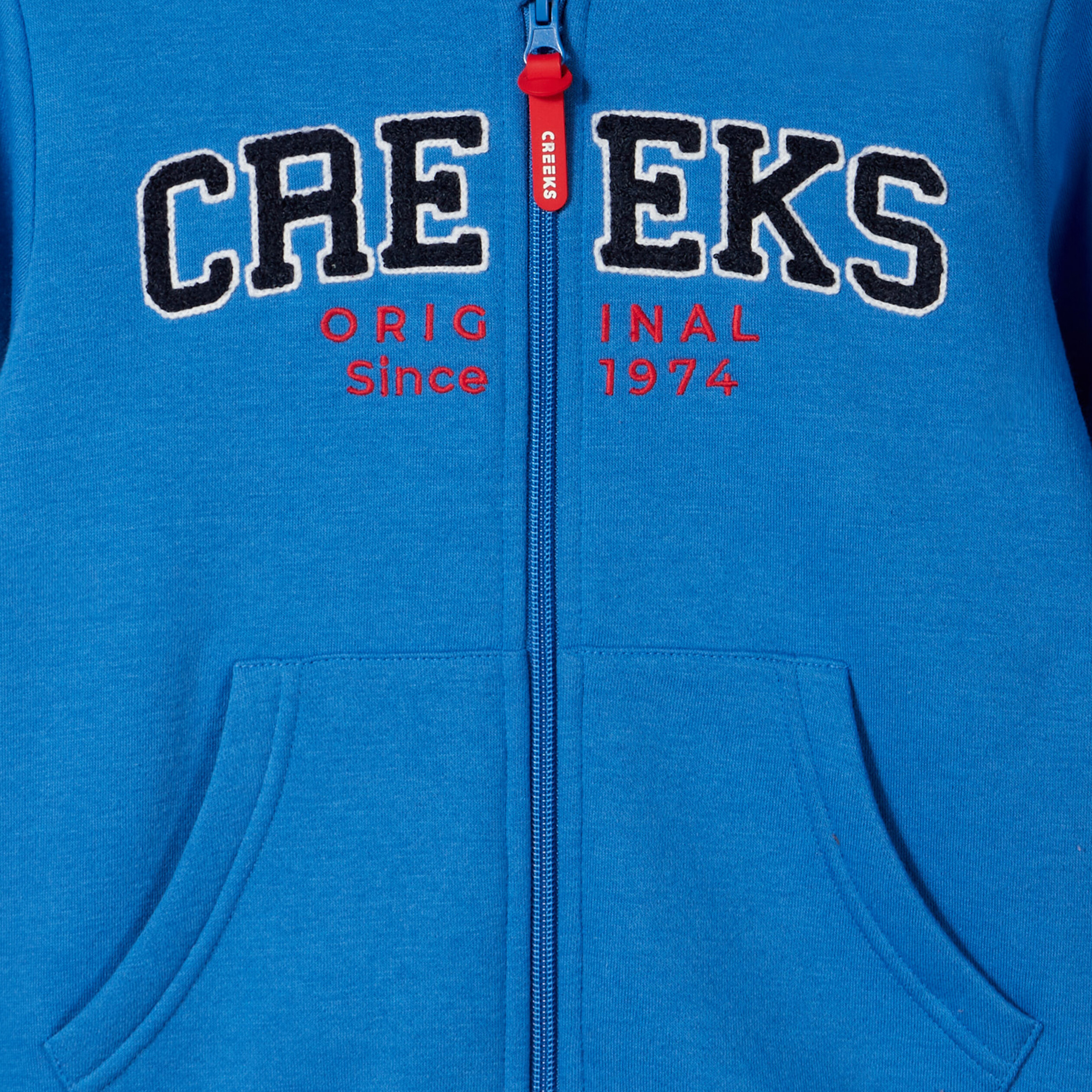 Sweat zippé 2 poches à capuche Creeks bleu clair garçon | La Halle