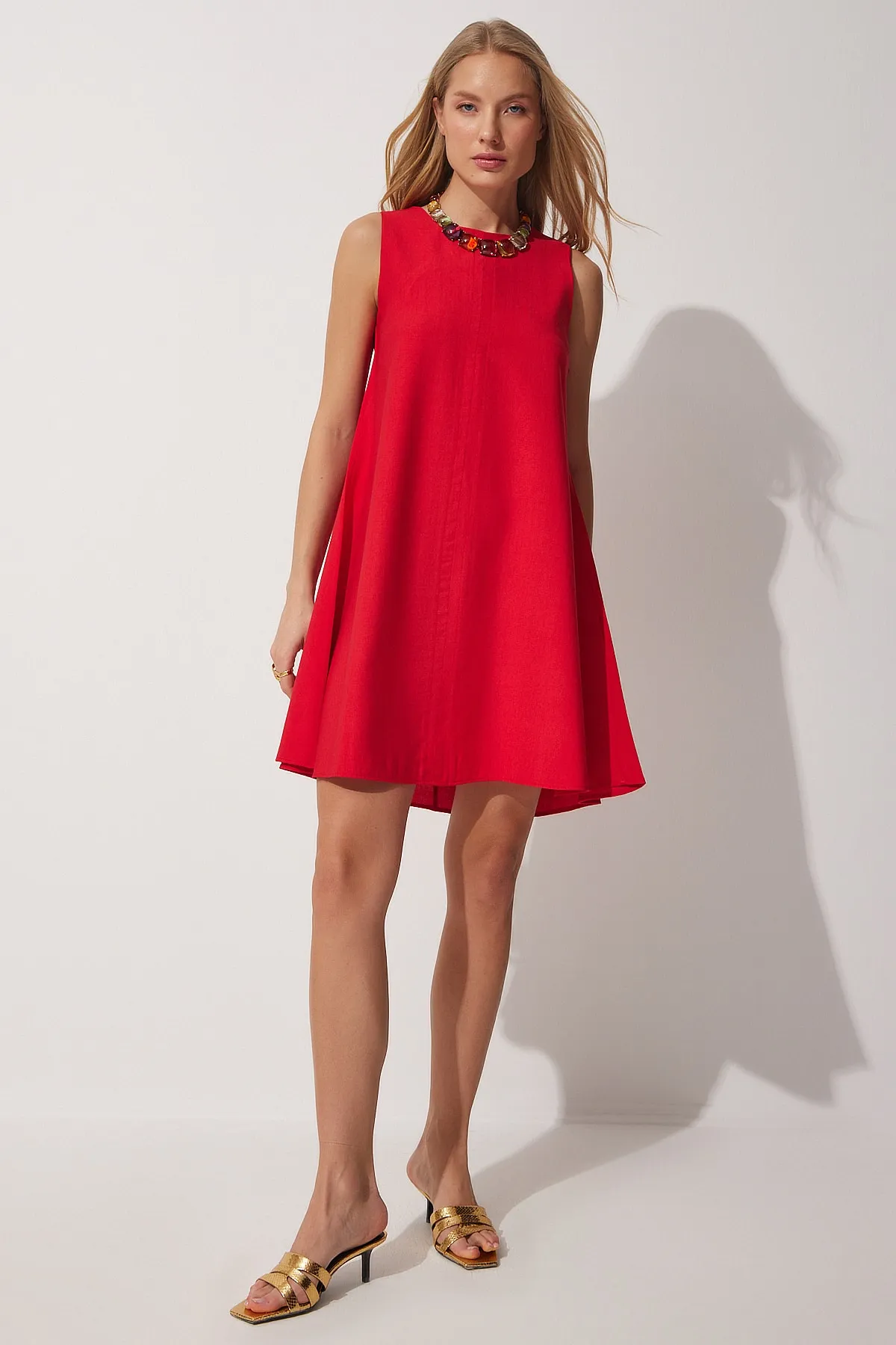 Happiness İstanbul  Damen Tile Summer Woven Bell Dress BF00067