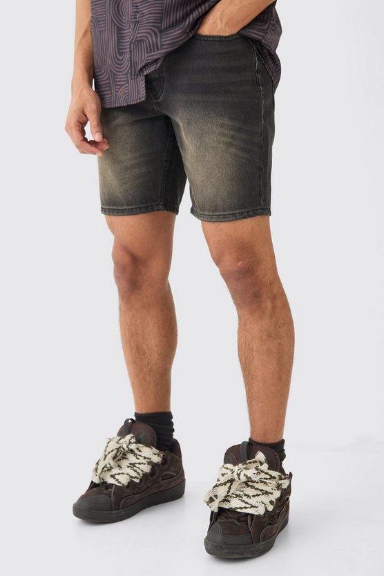 Schwarz gerade Jeansshorts