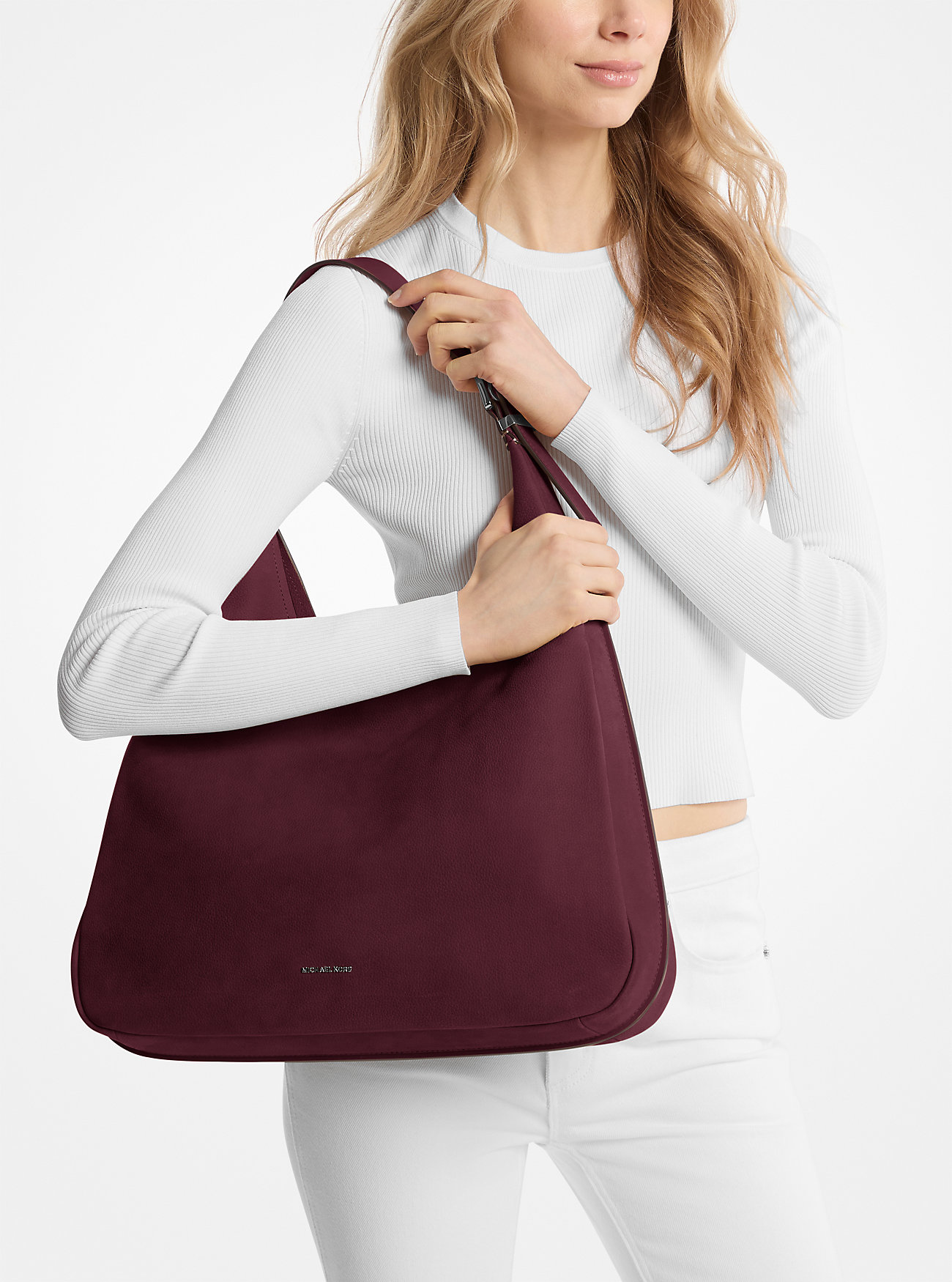 Nolita Stor Nubuck Hobo Skulderveske - OXBLOOD