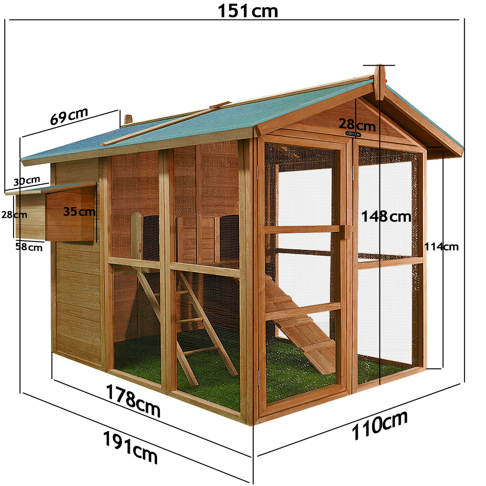 Cadoca Hühnerstall Kleintierhaus 191x151x148cm