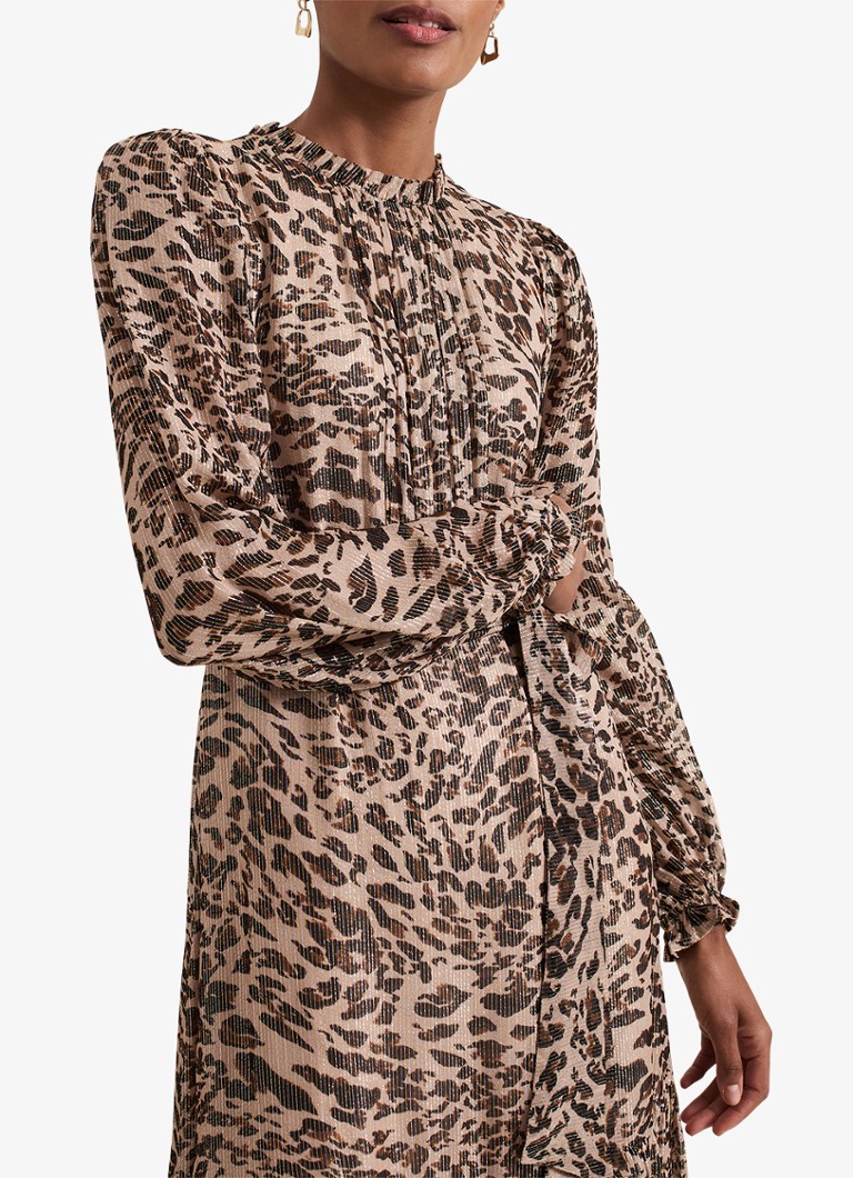 Abito midi Eve di Phase Eight, con stampa leopardata e lurex