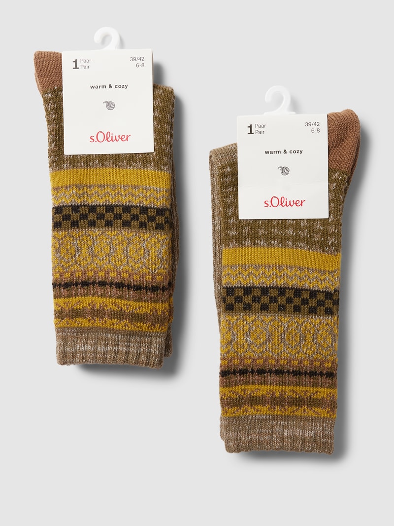 Socken mit Allover-Muster Modell 'Hygge' im 2er-Pack in beige