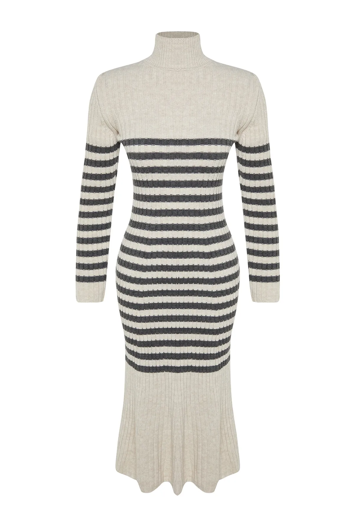 Trendyol Collection  Stone Maxi-Strickkleid mit Streifen TWOAW24EL00091