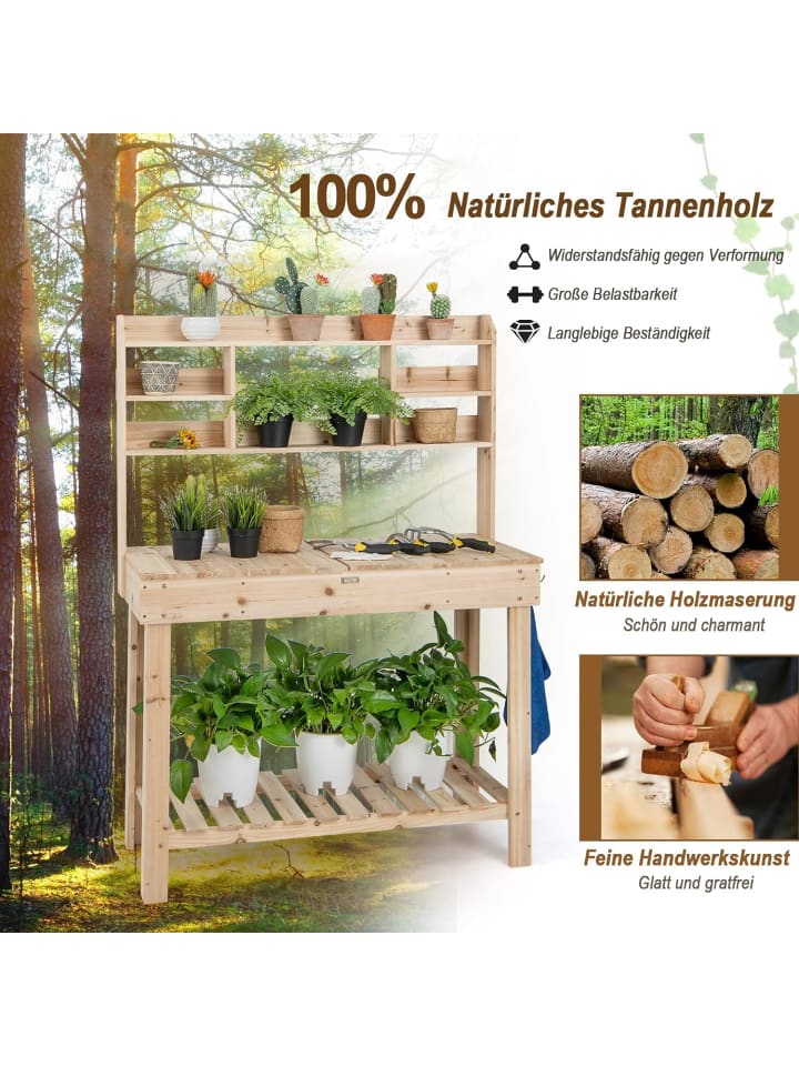 COSTWAY Pflanztisch 108x50x153cm in Beige günstig kaufen onesize