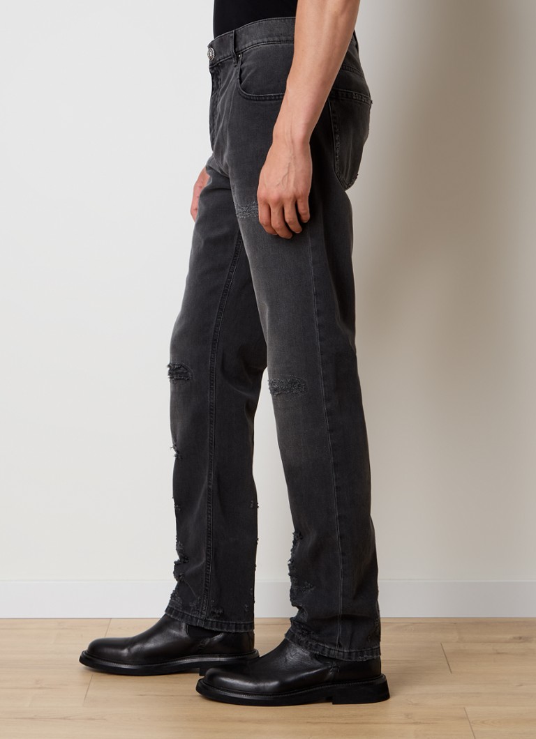 Balmain jeans med normal passform, farget vask og destroyed finish