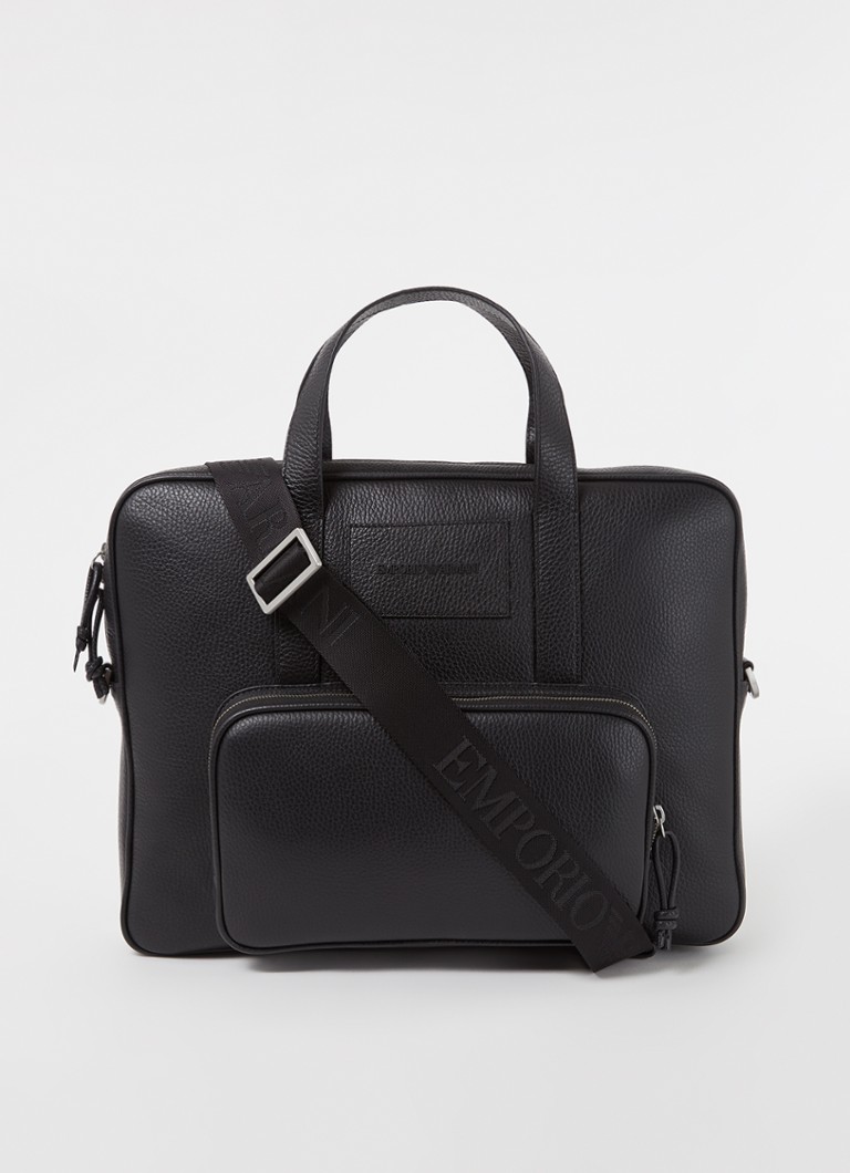 Kožená pracovní taška Emporio Armani s přihrádkou na notebook 15,6 palce