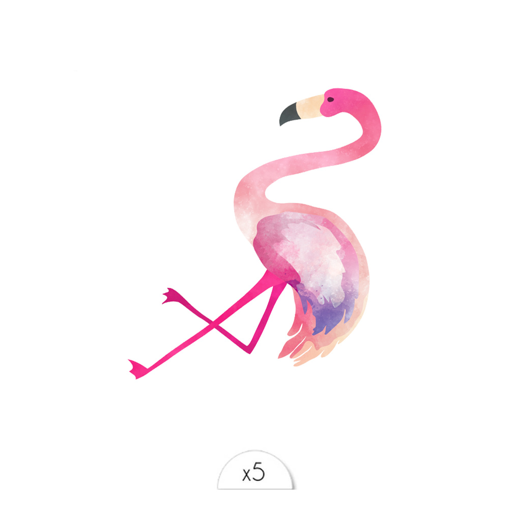 Sioou Flamant rose Tatouage éphémère