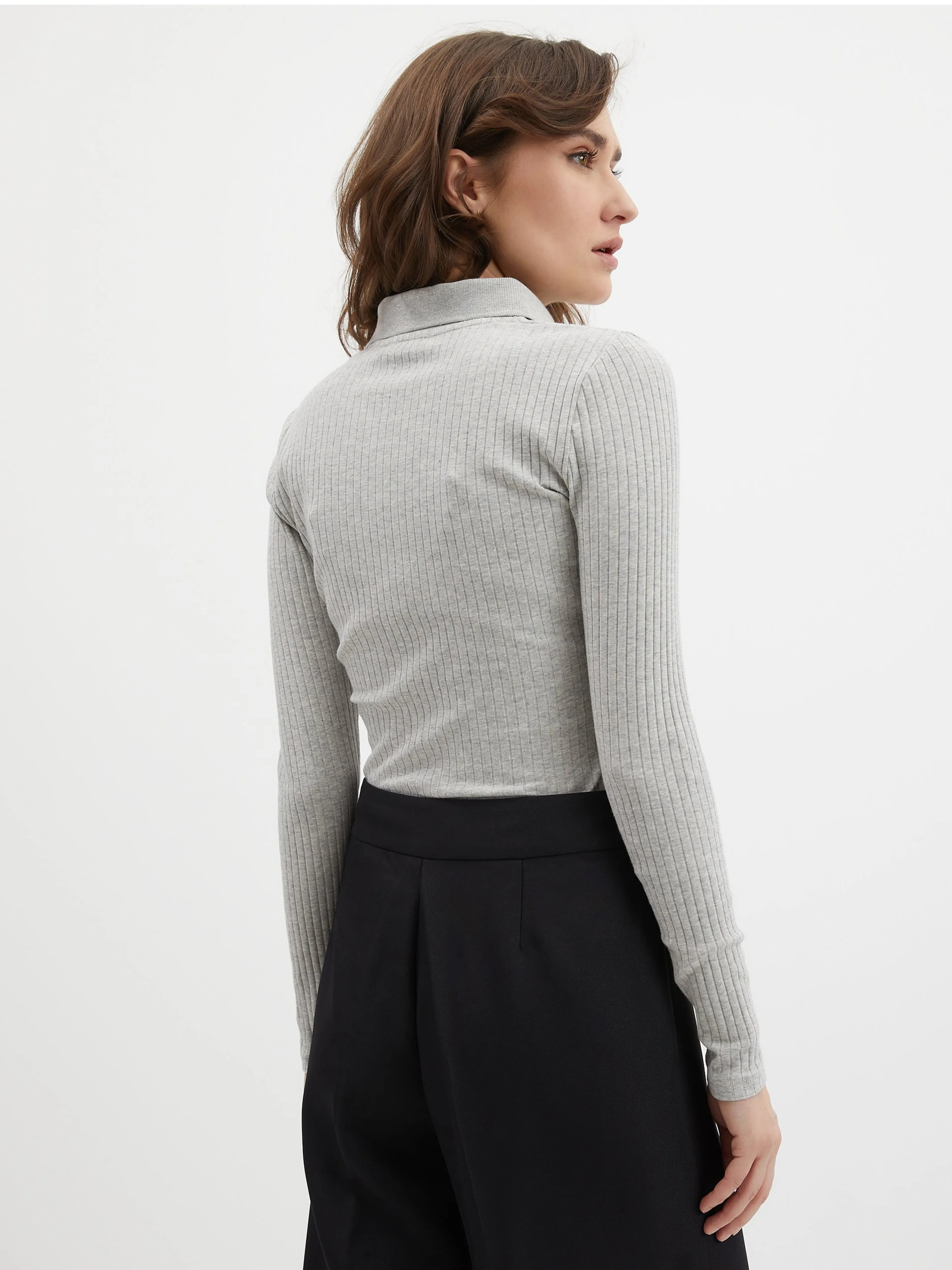 Hellgrau gestreiftes Damen-Poloshirt ORSAY