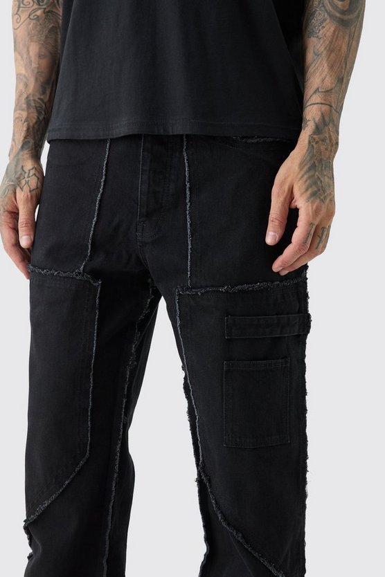 Tall lockere Twill-Schlaghose mit rohem Saum